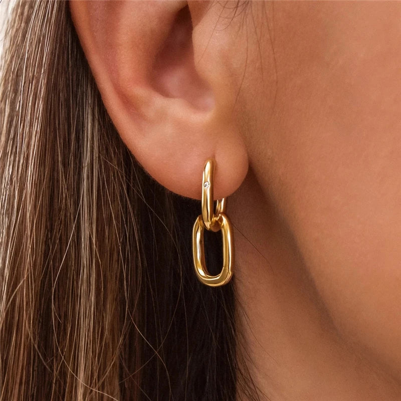 Felicia Square Buckle Hoop Earrings